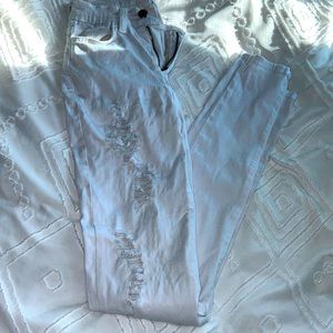 FashionNova White, Long, Skinny fit jeans.